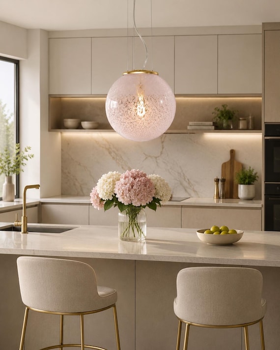 Lampada da soffitto in vetro di Murano : collezione macchia - gocce ROSA