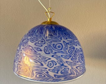 ACQUARIUS ceiling 20 by la MURRINA, chandelier, swirl glass rigadin Murano, vintage 90s, unused, silver frame