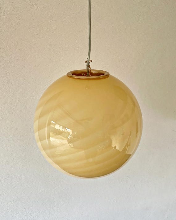 AMBER MURANO ceiling lamp with swirl rigadin glass D 30