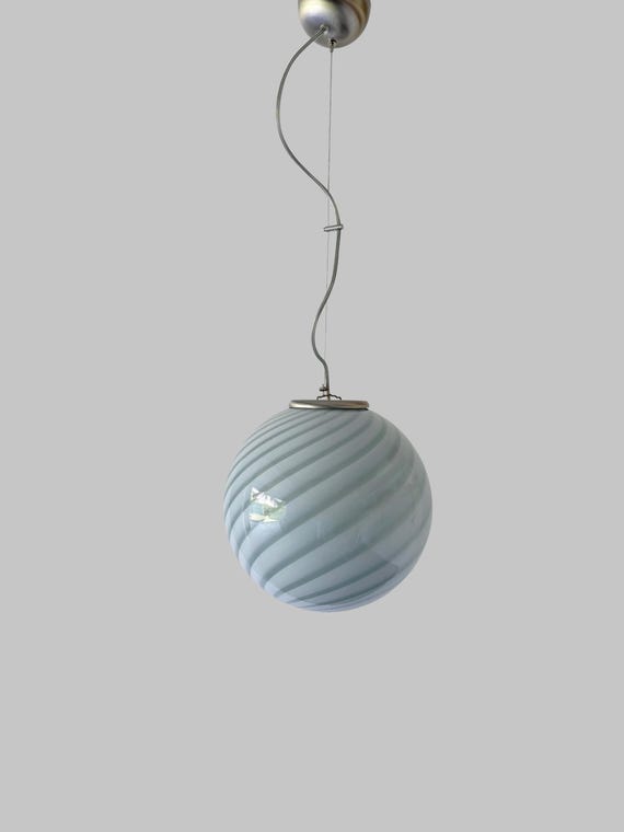 Lampadario in vetro di Muranno swirl colore verde salvia 30 cm