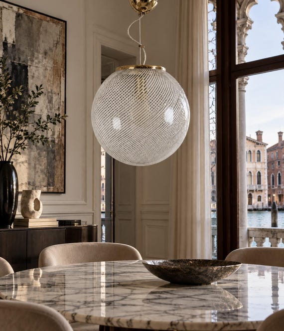 Lampada da soffitto - Vetro di Murano Filigrana / lampadario