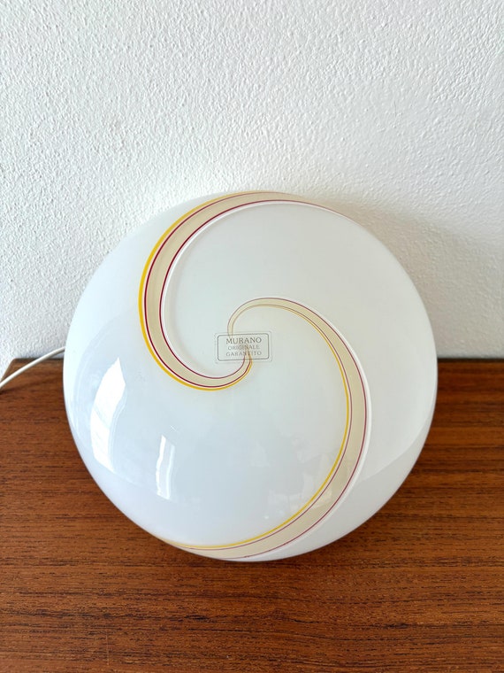 Lampada da soffitto o da parete in vetro di Murano, lavorazione filigrana