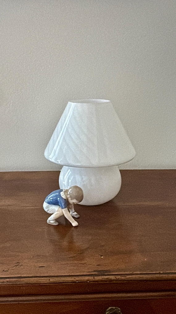 Lampada da tavolo vintage, anni '70 in vetro soffiato swirl