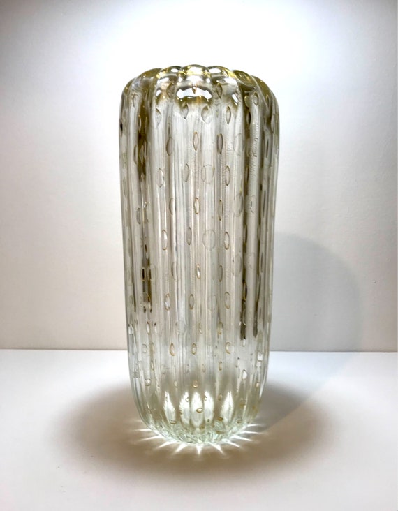 Vaso Toso, vaso in vetro di Murano con foglia d'oro - vintage