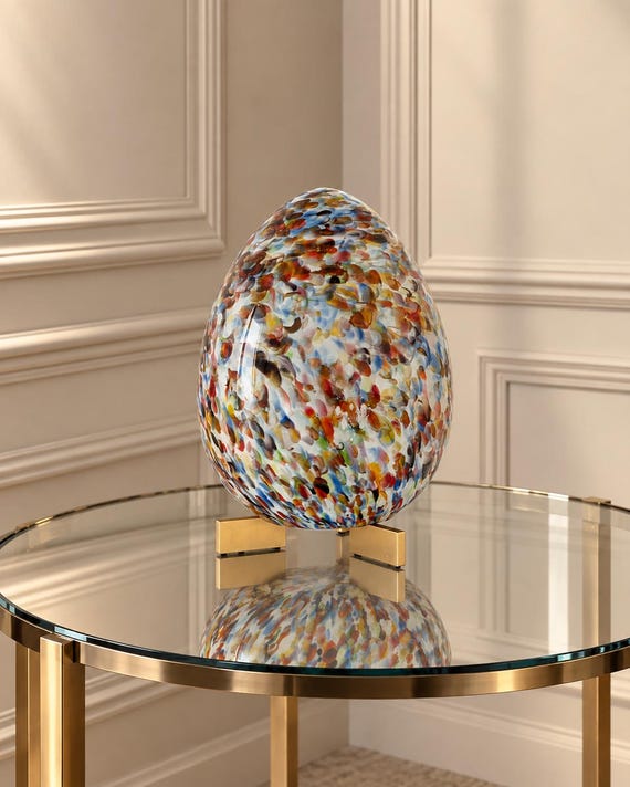 Lampada da tavolo  in vetro di Murano a murrine - H25 - realizzata a mano dai maestri vetrai di Murano