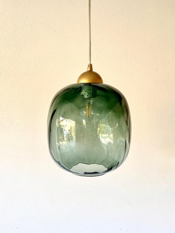 Lampada da soffitto in Murano color ghiaccio verde.