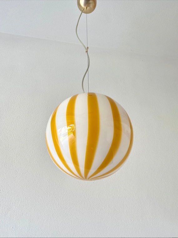Filigrana Murano Stripes lamp amber/yellow - handmade by Murano glass masterssphere 30