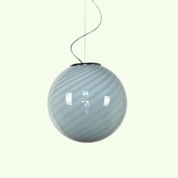 Lampadario in vetro di Muranno swirl colore verde salvia 40 cm