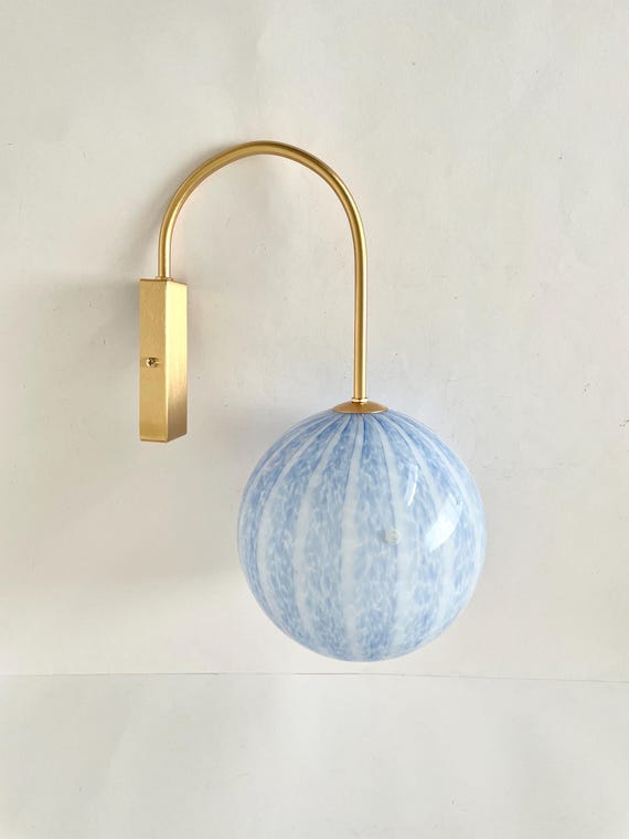 Blu TULIPANO 20 by LA MURRINA, lampada da parete, vetro Murano vintage 90s