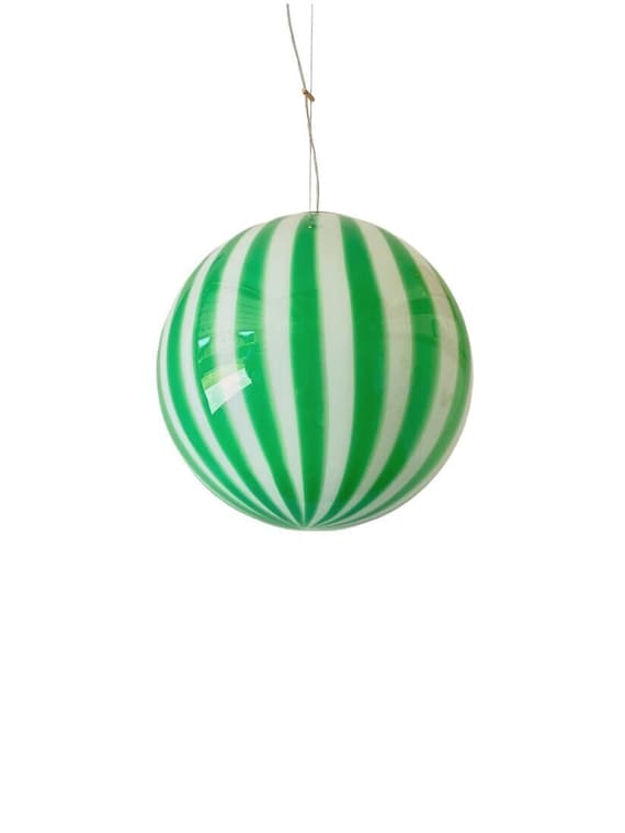 Lampada Filigrana Murano Stripes Verde - realizzata a mano dai maestri vetrai di Murano - sfera 40 cm