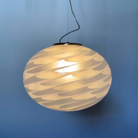 Lampadario in vetro di Murano vintage, lavorazione Piuma