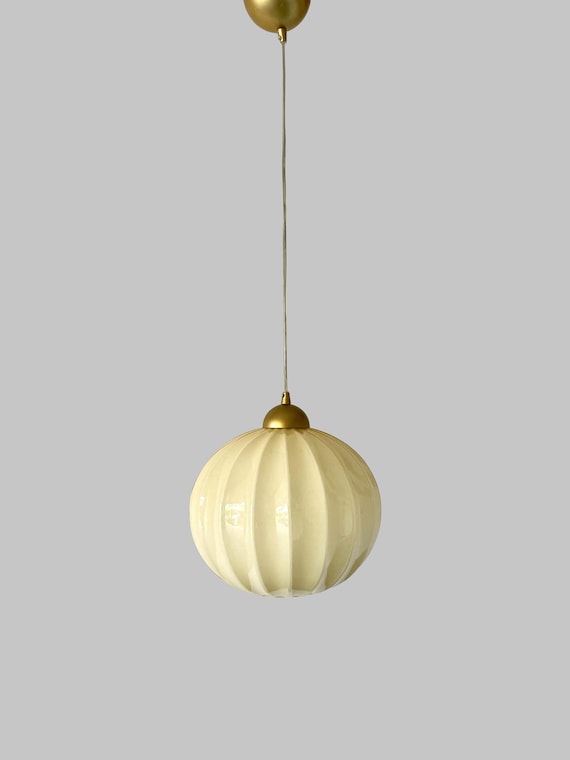 Lampada da soffitto in Murano color Crema con motivo a spicchi