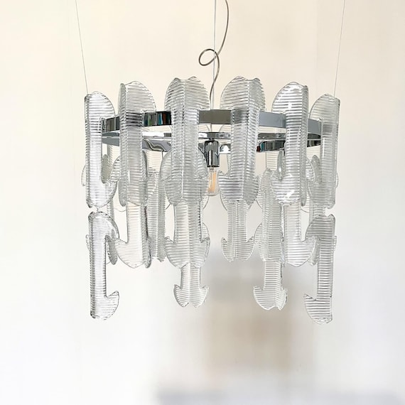 Lampadario modulare in vetro di Murano  ZAU design Alessandro Lenarda, vintage '90