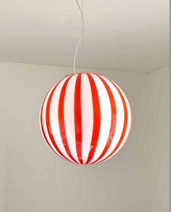 Lampada Filigrana Murano Stripes rossa - realizzata a mano dai maestri vetrai di Murano 40 cm