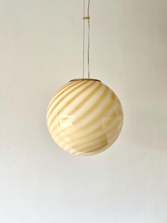 AMBER MURANO ceiling lamp with swirl rigadin glass D 30