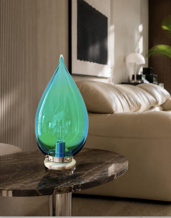 GOCCIA lampada da tavolo , vetro Murano vintage 90s, non usata