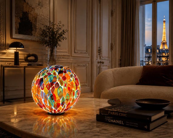 Lampada da tavolo Murrine MILLEFIORI Murano - D30 - realizzata a mano dai maestri vetrai di Murano