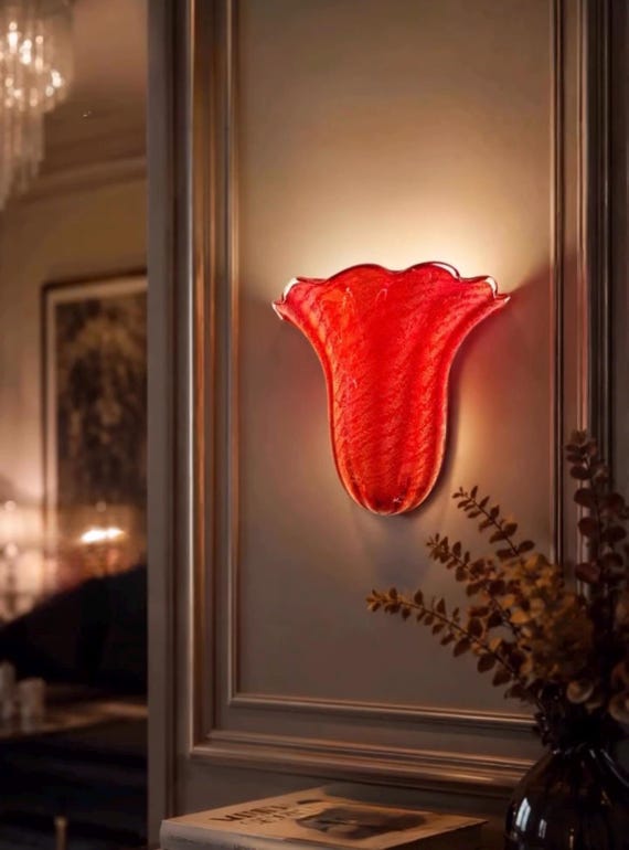 Lampada da parete in vetro di Murano