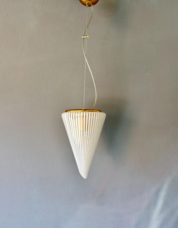 Lampada cono da soffitto - Vetro di Murano Filigrana / tessuto lampadario