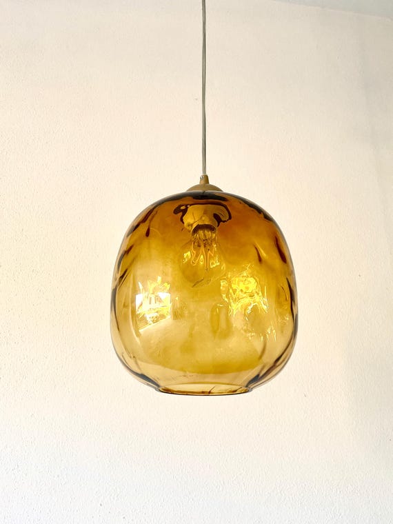 Lampada da soffitto in Murano color ghiaccio Ambra.