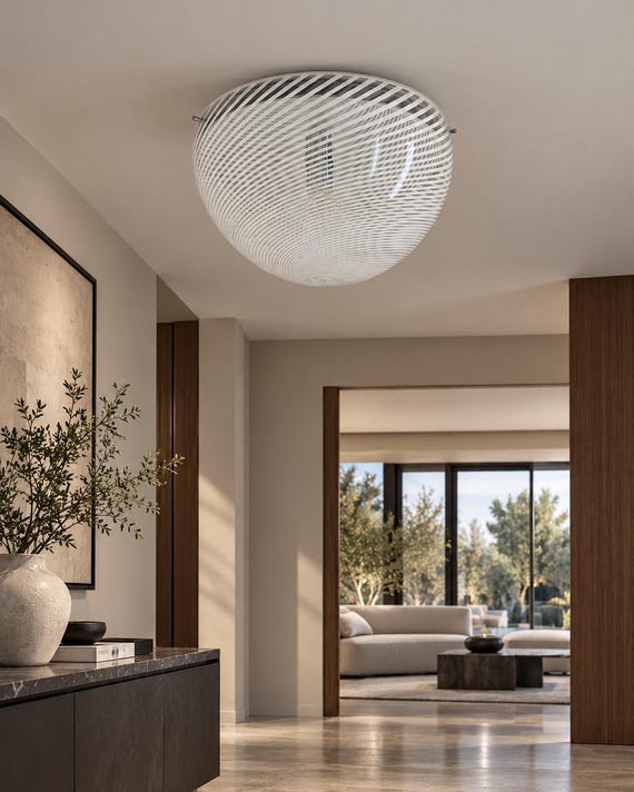 Lampada da soffitto vintage, Mezza Bala, realizzata da De Majo Murano negli anni 70