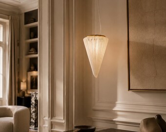 Cone Ceiling Lamp - Murano Glass Filigree / Fabric Chandelier