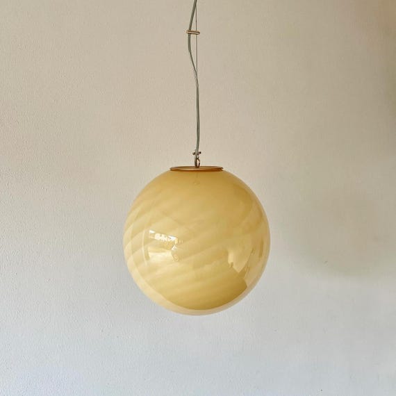 AMBER MURANO ceiling lamp with swirl rigadin glass D 30