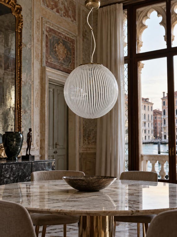 Lampada da soffitto - Vetro di Murano Filigrana / tessuto lampadario