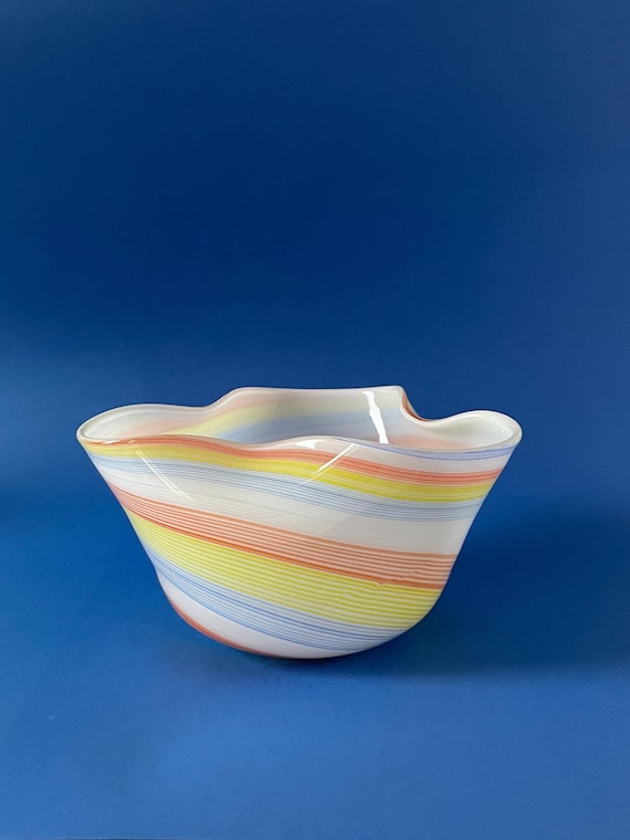 Vase - original Murano glass vase swirl multicolor filigrana