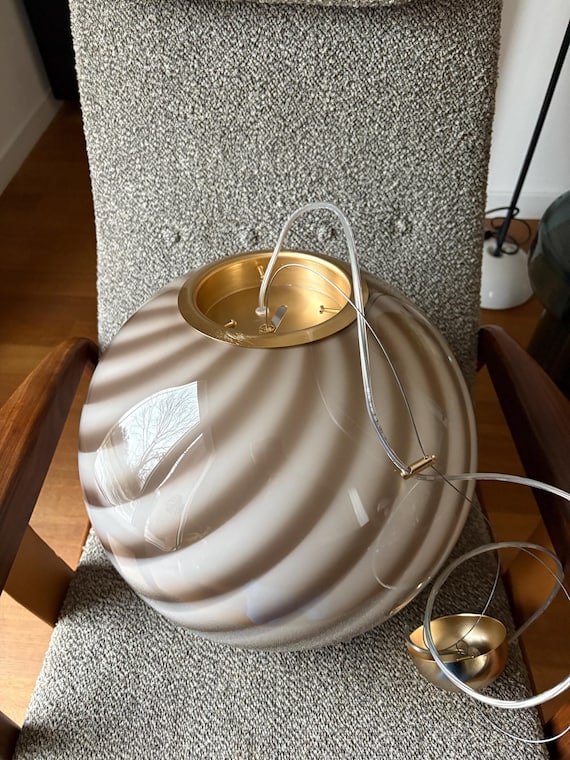 Grey/beige Murano lamp - handmade by Murano glass masters, chandelier