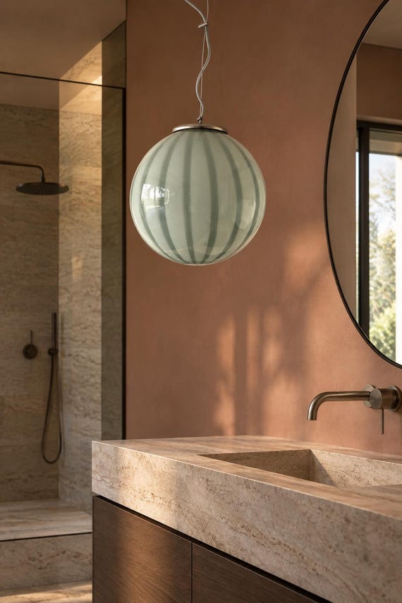 Lampadario in vetro di murano colore Sage Green, dimensioni 30 cm