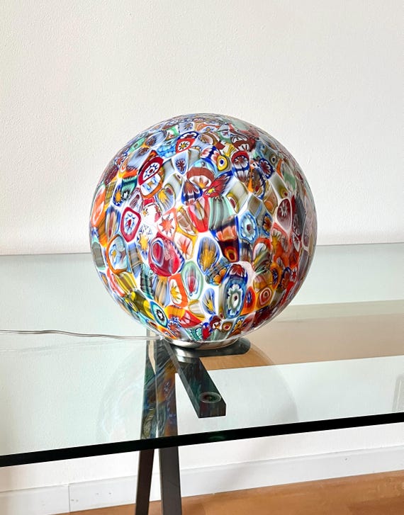 Lampada da tavolo Murrine MILLEFIORI Murano - D30 - realizzata a mano dai maestri vetrai di Murano