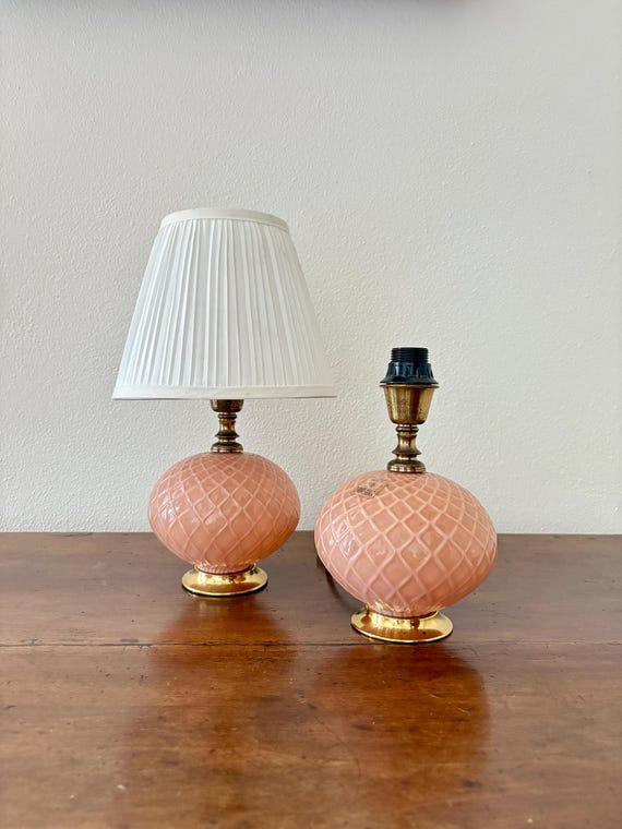 1 Lampada da tavolo in vetro rosa MURANO by RIVOLTA Milano, vintage '60, molto rara