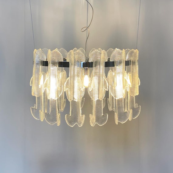 Lampadario modulare in vetro di Murano  ZAU design Alessandro Lenarda, vintage '90