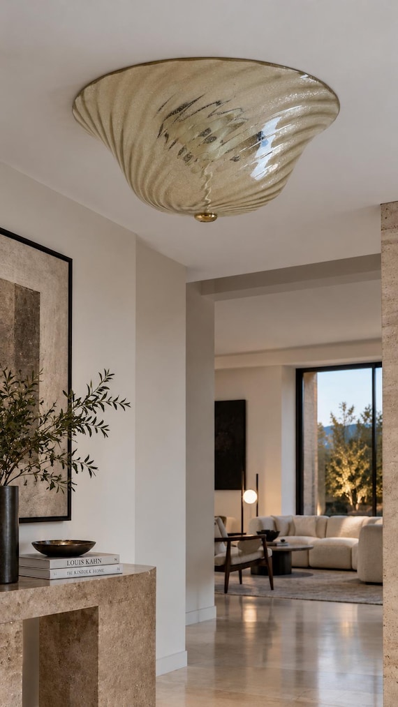 Lampada da parete o soffitto in vetro di Murano Mazzega D43