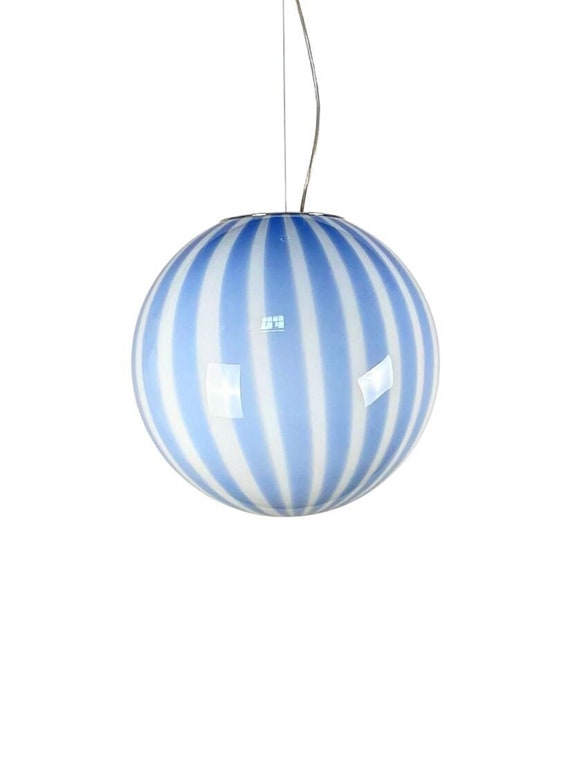 Filigree Murano Stripes lamp periwinkle - handmade by Murano glass masters 40 cm