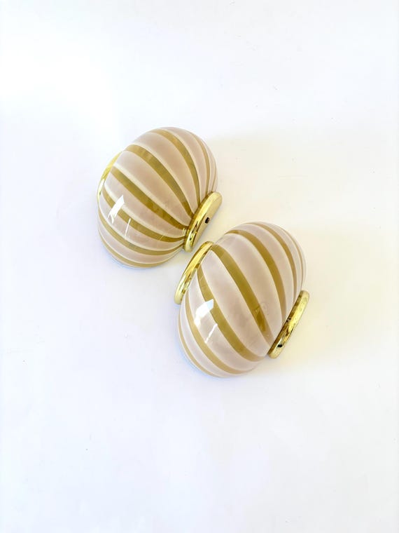 Latte e miele MURANO shell wall/ceiling lamp - handmade by Murano glass masters-golden frame