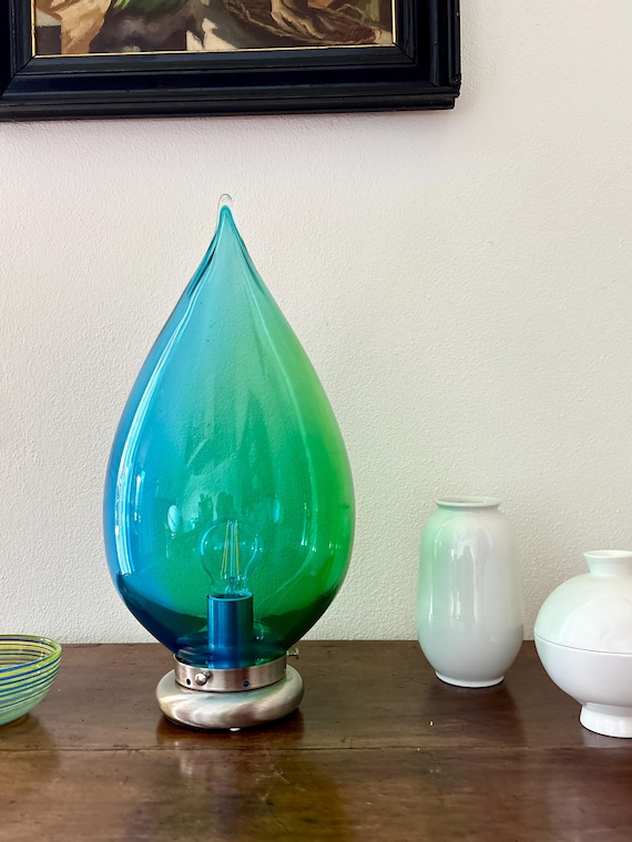GOCCIA lampada da tavolo , vetro Murano vintage 90s, non usata