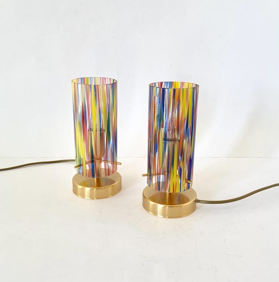 Lampada da tavolo in vetro di Murano multicolore lavorato a mano
