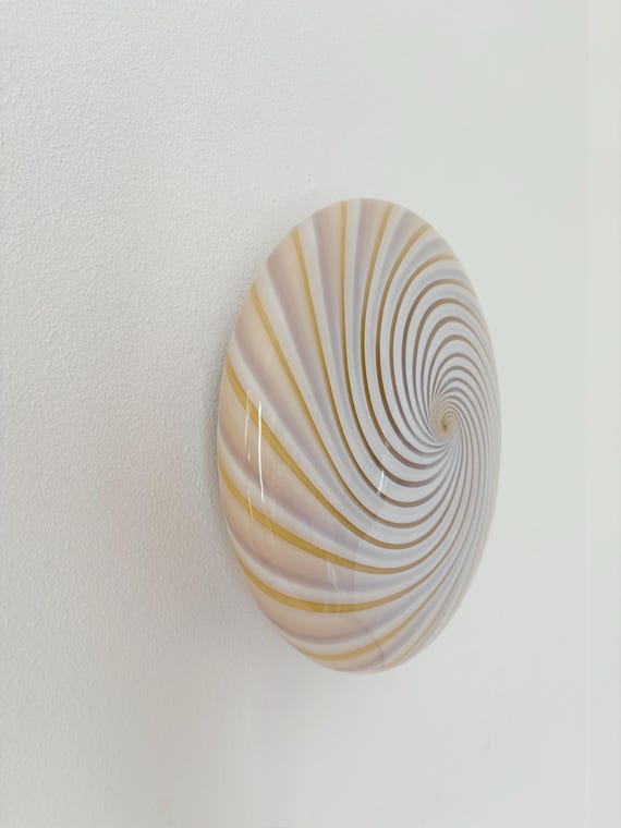 Lampada da parete e soffitto Murano a spirale Latte Miele con vetro rigadin