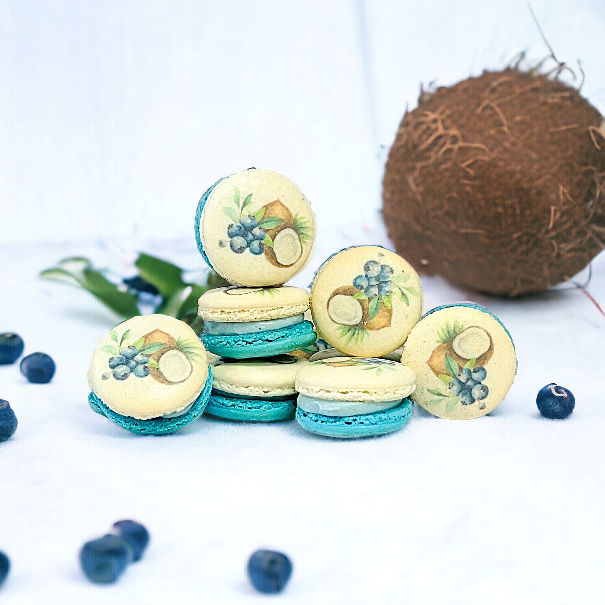 25 Pack Blue Coconut French Macarons - Etsy