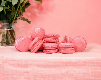 25 Pack Raspberry French Macarons