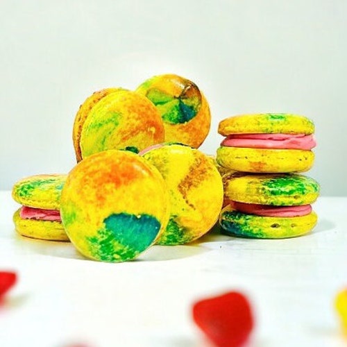 25 Pack Blue Coconut French Macarons - Etsy