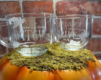 Custom Etched Witch Glass Mugs