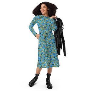 Stardew Valley Chickens long sleeve midi dress