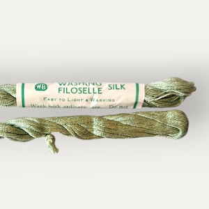 Seta da ricamo verde vintage (1512), filo di seta filoselle per lavaggio WB, filo di seta per ricamo a mano o punto croce