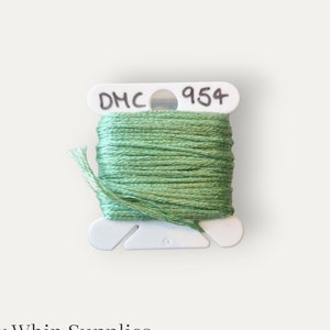 DMC 954 mint green stranded cotton thread for hand embroidery or cross stitch