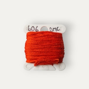 DMC 606 red stranded cotton thread for hand embroidery or cross stitch