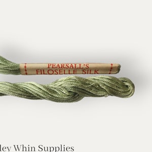 Vintage light green embroidery silk (195), Pearsall's Filoselle silk floss, silk thread for hand embroidery or cross stitch