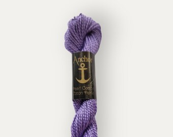 Anchor 110 purple size 5 perle thread, cotton twisted thread for hand embroidery or cross stitch